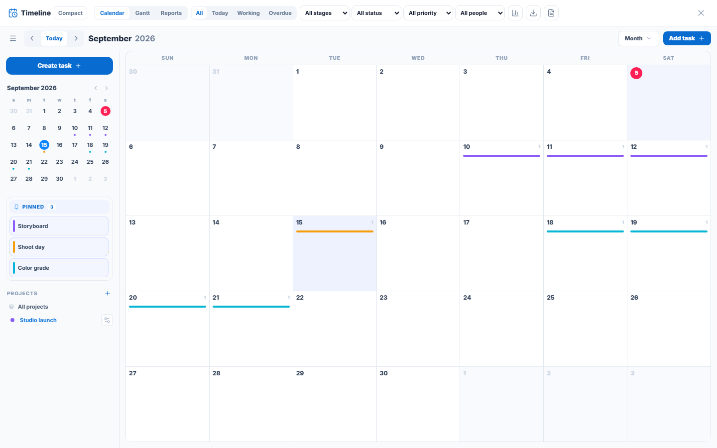 Create a task on a specific day