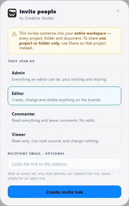 Invite someone to your workspace