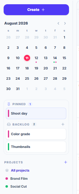 The rail: Pinned tasks