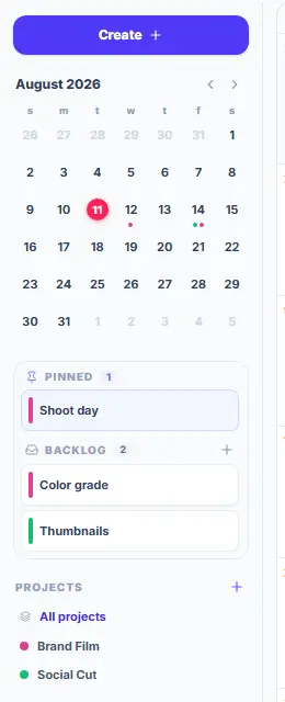 The rail: Pinned tasks